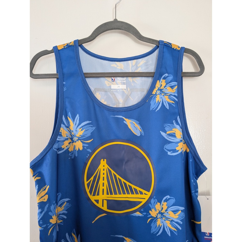 Golden State Warriors Stephen Curry Floral Tank Top NBA Ultra Game Blue Mens M